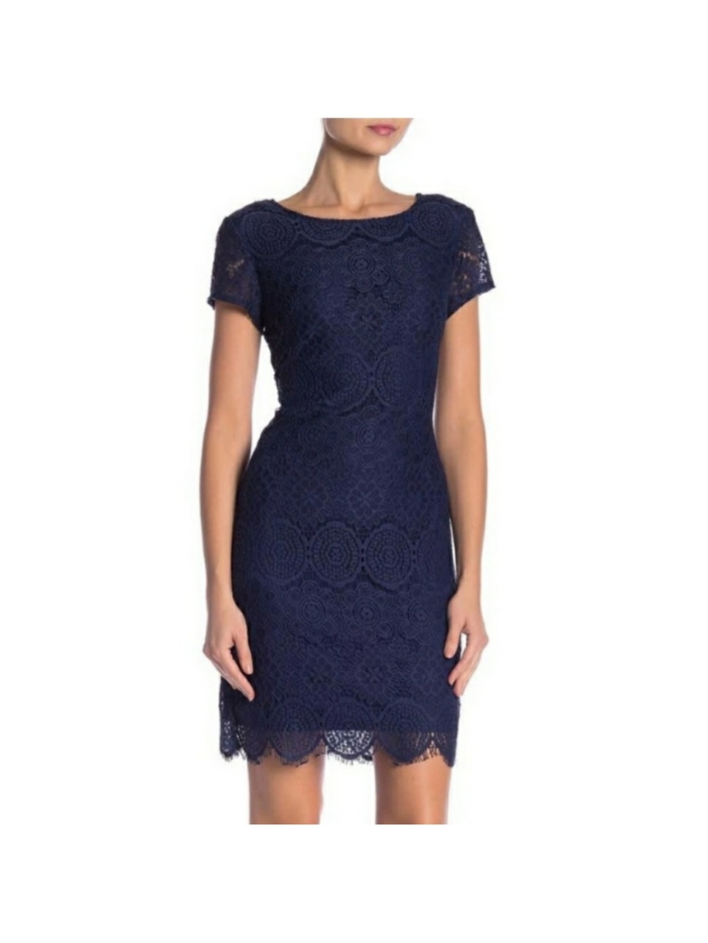 Laundry By Shelli Segal Navy Lace Sheath Mini Dress
